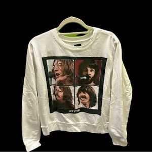 The Beatles White Crewneck Sweater with Graphic